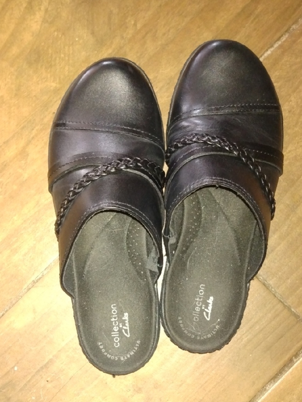 Clarks Women's Black Braided Strap Slip-On Mules